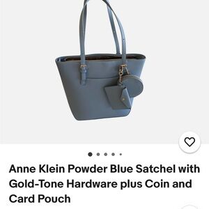 Anne Klein Blue Satchel with Gold Accents